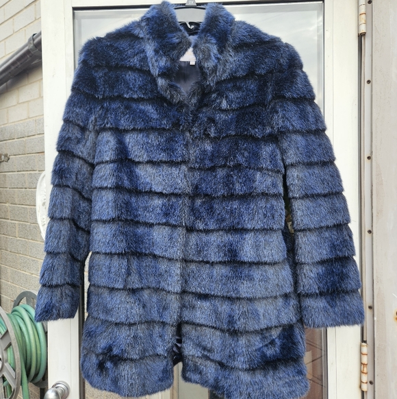 Laundry Shelli Segal Faux Deep Blue Navy Fur - size xs - Picture 10 of 10